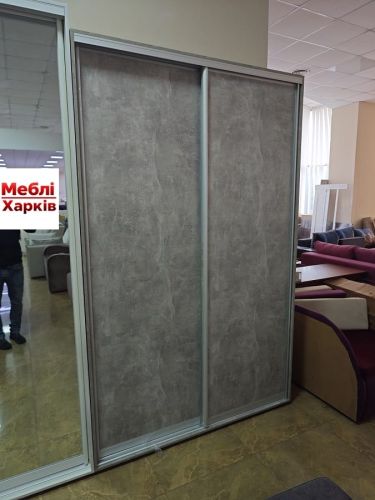 Шафа-купе 1500х2400х600 (Бетон) з двома дверима ДСП